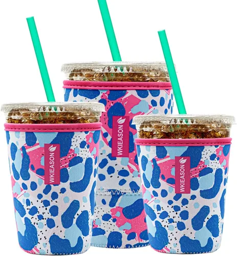 Miniatura 25 de Funda aislante de café helado reutilizable para bebidas frías y fundas de neopreno para tazas de café frío, funda más fría de 16 a 32 onzas