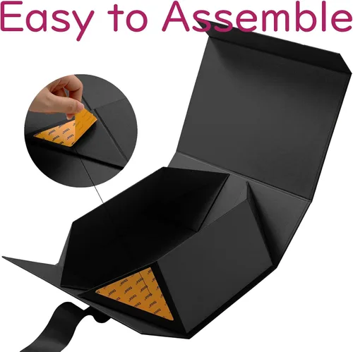 Miniatura 3 de JINMING 6 cajas de regalo con cinta de 9 x 6.5 x 3.8 pulgadas, cajas negras para regalos, cajas de propuesta de padrinos de boda para el día