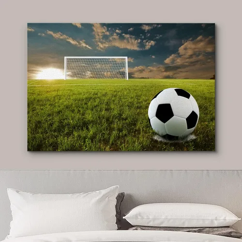 Miniatura 3 de .Wall26, lienzo de pared con pintura de pelota de tenis sobre piso de cancha. Balón de fútbol