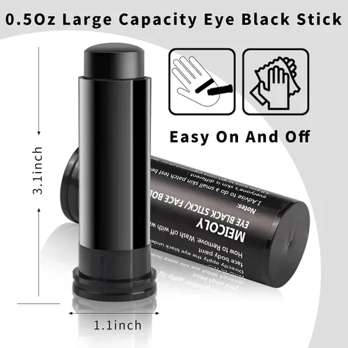 Miniatura 6 de MEICOLY Pintura facial negra, barra negra para ojos para deportes, béisbol, softbol, fútbol americano, lacrosse, fácil de colorear atletas