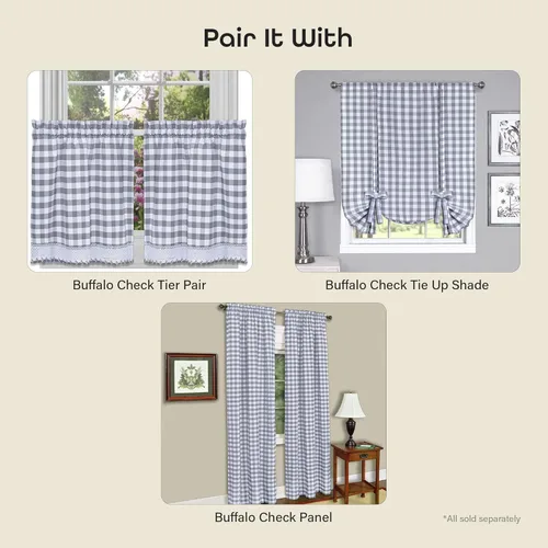Miniatura 5 de ACHIM Buffalo Check Cortinas Valance para Ventana - 58 Pulgadas de Ancho, 14 Pulgadas de Largo - Cuadros Grises y Blancos - Cortinas
