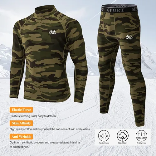Miniatura 2 de MeetHoo Men's Thermal Underwear Set, Base Layers Winter Gear Compression Long Johns with Fleece Lined for Skiing