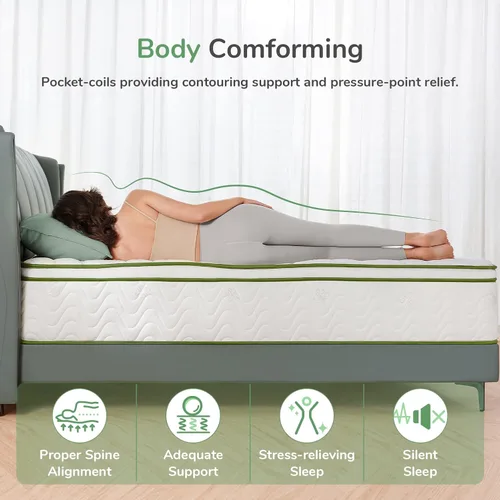 Miniatura 3 de Novilla King Mattress- Colchón híbrido de espuma viscoelástica de gel de 12 pulgadas con bobina de bolsillo para alivio de presión y aislamiento