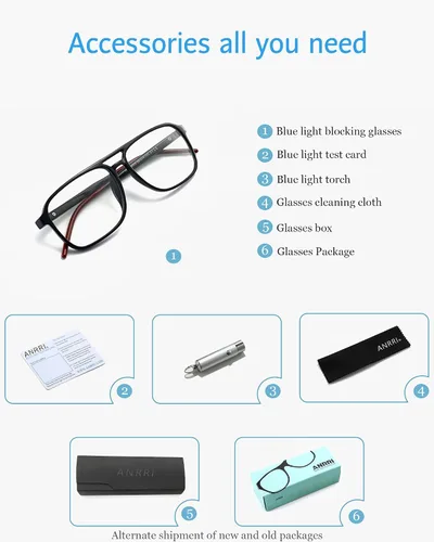 Miniatura 6 de ANRRI Gafas de bloqueo de luz azul, doble puente, marco de gafas de juego de computadora para hombres y mujeres