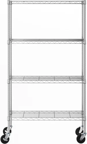 Miniatura 5 de Furinno Wayar - Carrito de almacenamiento de metal de 4 niveles con ruedas, 36 x 14 x 58 pulgadas, acero inoxidable