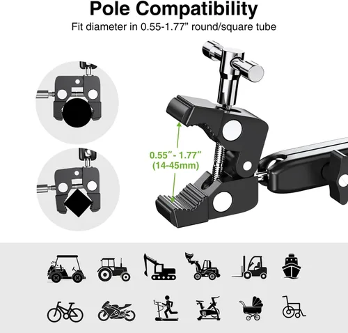 Miniatura 5 de elitehood Soporte de metal para iPad para soporte de micrófono, soporte de micrófono ajustable de 360°, soporte de iPad de aluminio para soporte