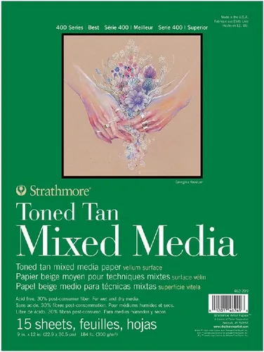Miniatura 19 de Strathmore 400 Serie, Bloc de Dibujo para Técnica Mixta Tono Azul 6"X8" - 15 Hojas - 62462406 Azul Tonificado