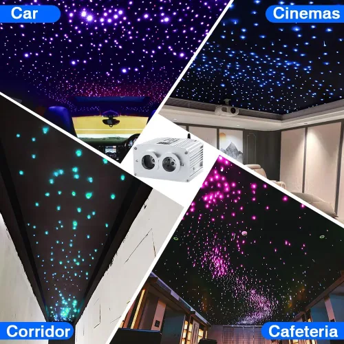 Miniatura 5 de Firework Kit de luces de fibra óptica parpadeantes de doble cabezal de 16 W, Bluetooth RGBW LED Starlight Headliner Kit para techo de coche, hogar