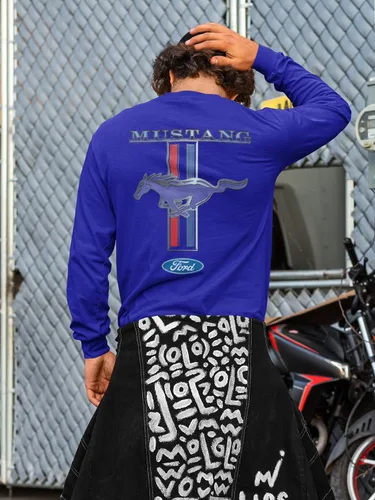 Miniatura 4 de Ford Mustang Pony Racing Stripe 5.0 Muscle Shelby - Camiseta de manga larga con estampado frontal y espalda