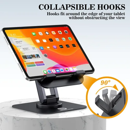 Miniatura 6 de OCYCLONE Soporte para iPad, soporte plegable ajustable giratorio de 360° para tablet iPad compatible con Kindle Tablet iPad de 4 a 15.6 pulgadas