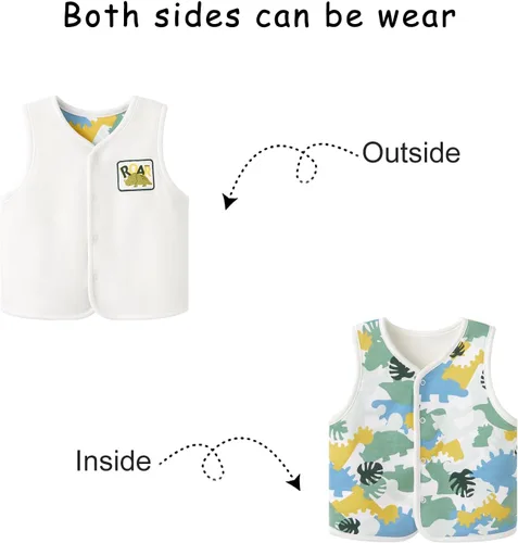 Miniatura 3 de pureborn Chaleco reversible para bebé, chaqueta sin mangas, para primavera, invierno, chaleco para niños