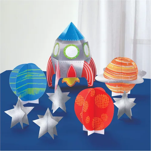 Miniatura 8 de Blast Off - Máscaras de papel de colores surtidos para cumpleaños, 8.6 x 9.7 pulgadas (paquete de 8), perfectas para celebraciones temáticas