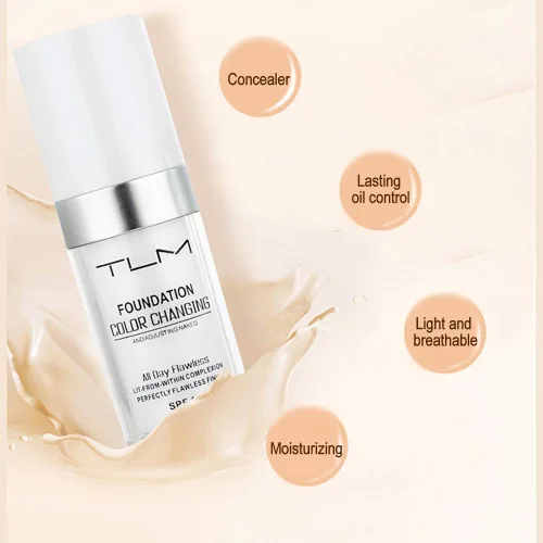Miniatura 7 de TLM - Juego de 5 piezas de maquillaje que cambia de color, líquido mate, cobertura completa, control de aceite, cubierta invisible transpirable