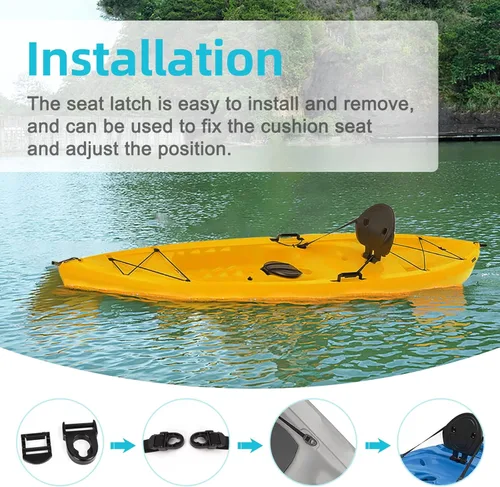 Miniatura 5 de Kit de reparación de asiento de kayak, clips de correa de asiento y ganchos Tri-Glide aptos para emoción de por vida 2 piezas clip+2 piezas gancho