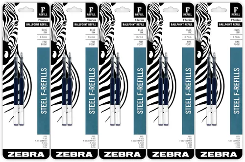 Miniatura 6 de Recambios de bolígrafo Zebra Pen Serie F, para bolígrafos Zebra PenF-301, F-402 y F-605, punta fina, azul (paquete de 1, 2 unidades en total)