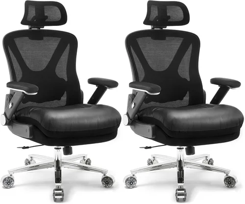 Miniatura 10 de Silla de oficina ergonómica de 750 libras, sillas de oficina grandes y altas mejoradas para personas pesadas, silla de escritorio de malla con Negro