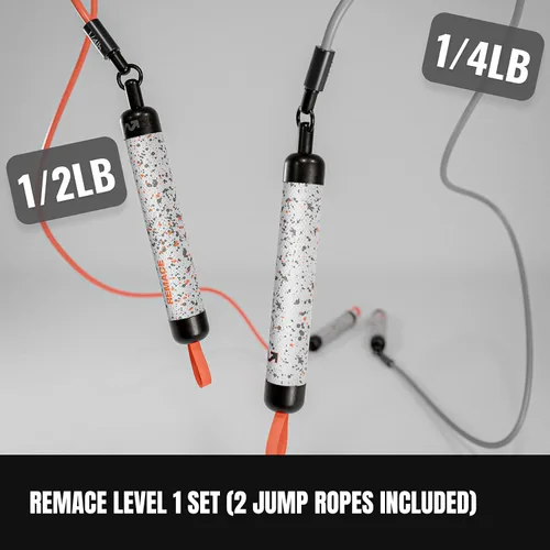 Miniatura 3 de Juego de cuerdas de saltar con peso de nivel 1 (1/4 libras, 1/2 libras) para fitness, ejercicio y boxeo, cuerdas de velocidad para saltadores