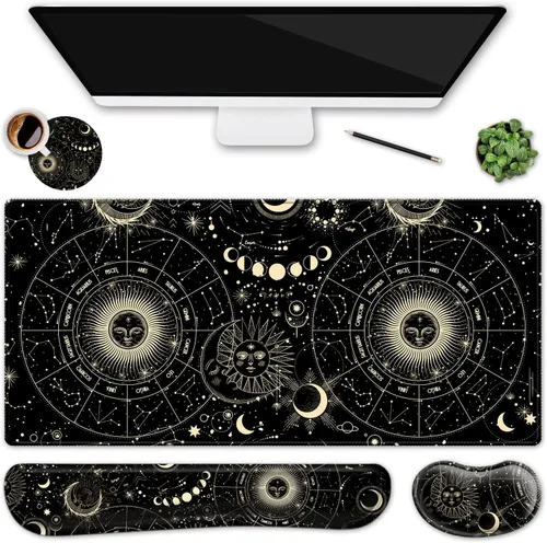 Miniatura 7 de Juego de alfombrillas de mouse para teclado, alfombrilla de mouse grande para juegos + reposamuñecas para teclado + juego de posavasos, 4 Azul