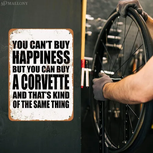 Miniatura 7 de Vfunvilleey Signs - Letrero de lata de 8 x 12 pulgadas, con texto en inglés "You Can't Buy Happiness But You Can Buy a Corbette", letrero de metal