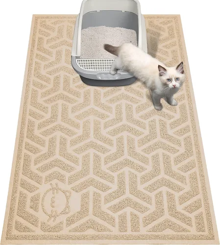 Miniatura 8 de UPSKY Tapete de arena para gatos, tapete suave para patas de gatito, tapete grande para caja de arena de 35 x 24 pulgadas, control de dispersión