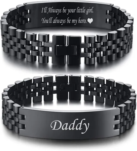Miniatura 35 de VNOX Correa de reloj masculina de acero inoxidable, pulsera de eslabones personalizada, regalo de joyería para hombres, papá, padre, marido, novio