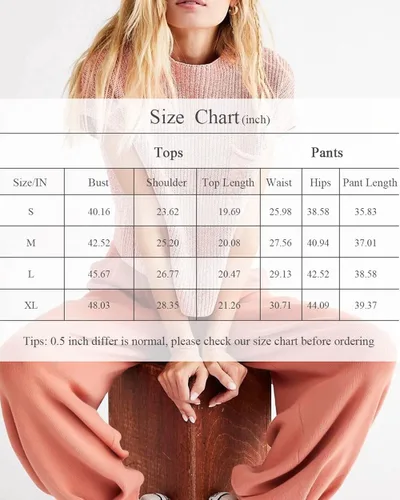 Miniatura 2 de RIVSAK Conjunto de dos piezas de suéter para mujer, conjunto de pantalones de suéter para mujer, conjuntos de descanso, tops de punto y pantalones