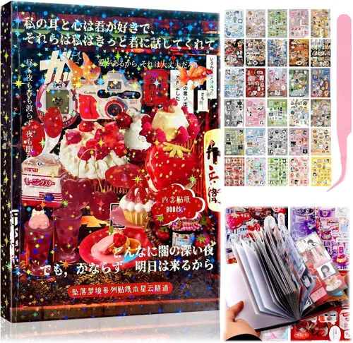 Miniatura 22 de Calcomanías coreanas para tarjetas fotográficas kpop, 3500 para decoración de libros, estéticas, purpurina, mariposa, amor, cinta, flor, alfabeto