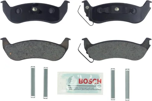 BOSCH BE932H - Juego de pastillas de freno de disco de cerámica azul con herrajes, compatible con Ford Crown Victoria, Ranger; Lincoln Town Car;