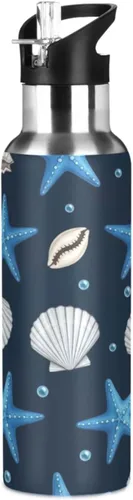 Stainless Steel Water Bottle 20 Oz, Leakproof Water Bottles for Gym Outdoor Travel School, Blue Starfish