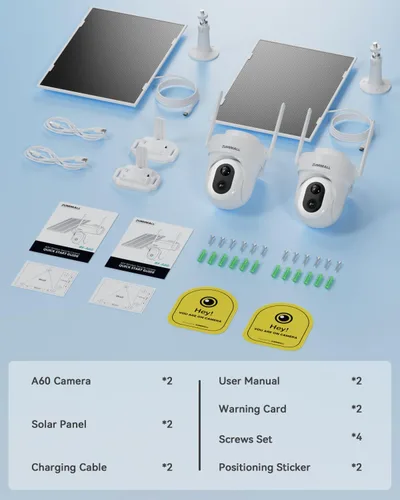 Miniatura 12 de ZUMIMALL Cámaras de seguridad solar de 9 W inalámbricas para exteriores, cámaras de grabación AOV 24/7 para seguridad del hogar, vista de 360°