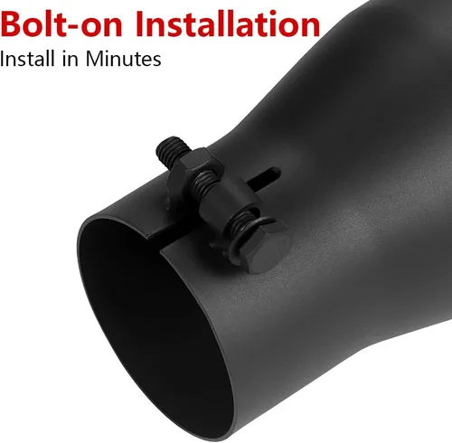 Miniatura 4 de A-KARCK Punta de Escape 2.5" Entrada a 3.5" Salida, 7" Longitud Total Recubrimiento Negro Atornillable Punta de Tubo de Escape Protege Tubo de Escape