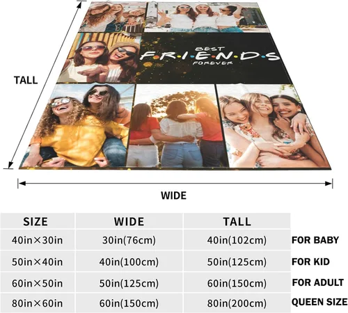 Miniatura 3 de Manta de mejores amigos con fotos, manta personalizada con fotos, manta de fotos, regalos para cumpleaños, BBF, hermana de mejores amigos, fotos 6