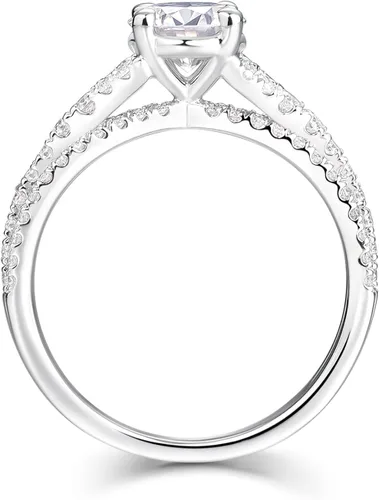 Miniatura 3 de HAFEEZ CENTER - Anillos de compromiso de moissanita redondos de corte brillante Color DEF para mujer