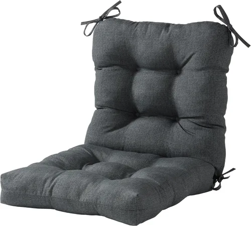 Miniatura 35 de Cojines para silla de exterior con bisagras, diseño de una sola pieza, cojín reversible para asiento y respaldo de patio con lazos, tela