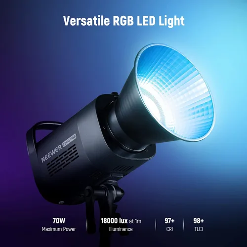 Miniatura 2 de NEEWER CB60 RGB 70W Luz de Video LED con Control de Aplicación, Montura Bowens Salida Continua de Color Completo 18000Lux/1m CCT 2700K-6500K CRI97+