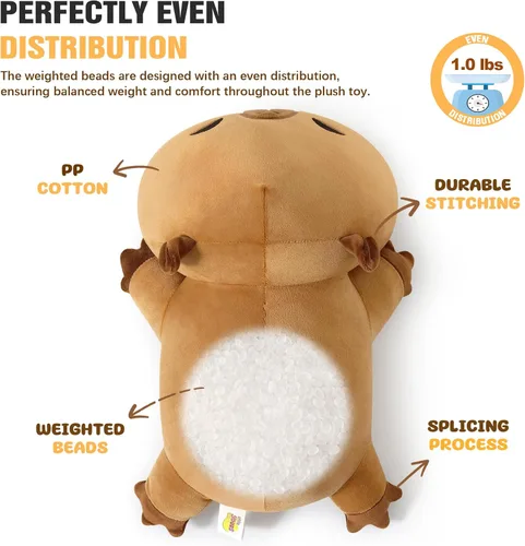 Miniatura 3 de Onsoyours Animales de peluche con peso original, lindo juguete de almohada de felpa de Capybara con peso positivo y suave, regalo para niños
