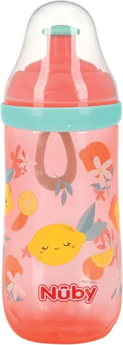 Miniatura 5 de Nuby Vaso de 2 etapas con boquilla de silicona antiderrames y ventana emergente de flujo libre, 12 onzas, surtido (colores/diseños pueden variar)