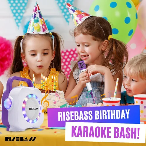 Miniatura 2 de Máquina de karaoke para niños, altavoz Bluetooth con 2 micrófonos, máquina de karaoke portátil para niños para niñas y niños, regalo de cumpleaños