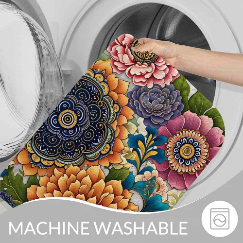 Miniatura 7 de Tapete de baño con flores abstractas para baño, diseño de peonía colorida, crisantemo, loto, magnífica, especial, tapete de baño, tapete de puerta