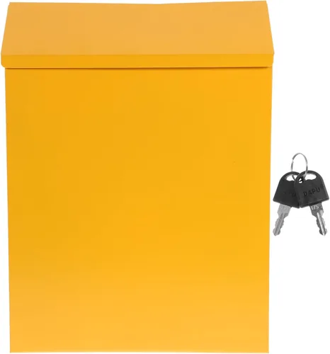 jojofuny Buzón de pared grande de metal con cerradura para oficina, hogar, escuela, caja de sugerencias segura para montar en la pared, 11.41 x 8.46
