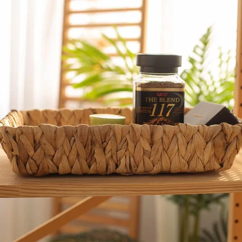 Miniatura 7 de Bandeja de frutas, contenedores de almacenamiento de tejido de hierba para frutas o té, artes y manualidades (Rectángulo-C-1 unidad)