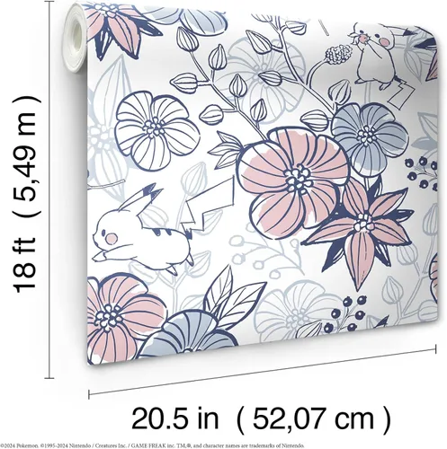 Miniatura 6 de RoomMates Pokémon Pikachu Floral Papel Tapiz Autoadhesivo, RMWS1229 (Paquete de 1)