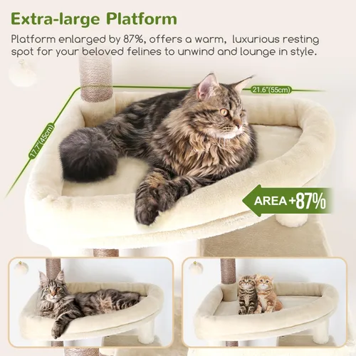 Miniatura 2 de Globlazer Árbol Gigante para Gatos, Árbol para Gatos de 83 Pulgadas para Gatos Grandes Adultos de Interior, Torre XXL para Gatos con 9 Postes