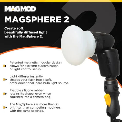 Miniatura 2 de MagSphere 2 Difusor de flash por MagMod, modificador de flash de iluminación de fotografía, accesorio difusor de luz magnético, control de luz