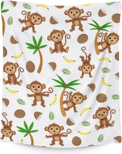 Miniatura 18 de Manta de mono para niñas pequeñas, tamaño de regazo de 30 x 40 pulgadas, manta de felpa suave y peluda para regalo, manta negra linda para cama, sofá