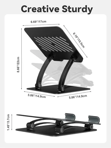 Miniatura 6 de Soporte para Tablet Tounee, Soporte de Escritorio Ajustable de Aluminio de Doble Varilla, Compatible con iPads de 4.7-16.9", Tabletas Surface, Negro