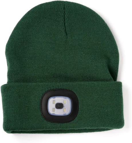 Miniatura 2 de Gorro LED unisex, linterna de invierno recargable por USB, gorro de Navidad con luz para hombre, esmeralda