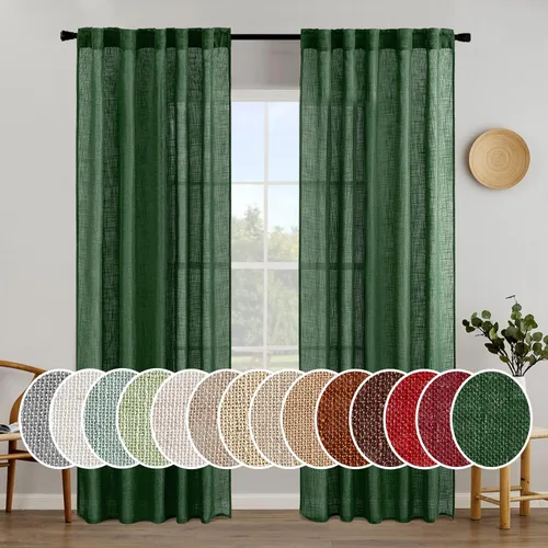 Miniatura 103 de MIULEE Cortinas de lino blanco de 108 pulgadas de largo para dormitorio, sala de estar, cortinas de ventana con textura de lino suave y grueso, Lino