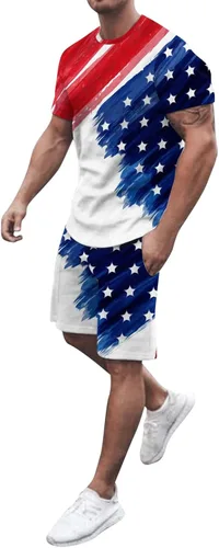 Conjunto deportivo de personalidad para hombre, conjunto de 2 piezas, camiseta de manga corta y pantalones cortos, chándales casuales de moda
