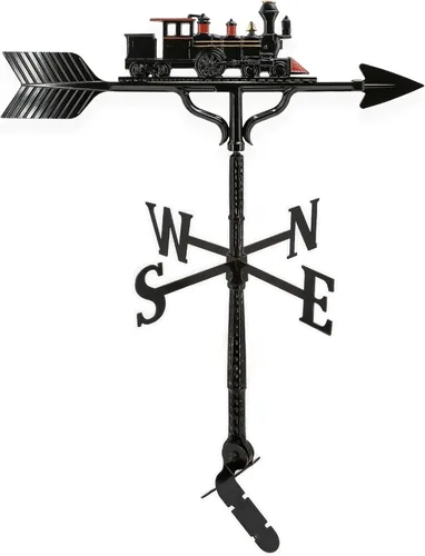 Miniatura 8 de Montague Metal Products Veleta de 32 pulgadas con adorno de tren negro satinado